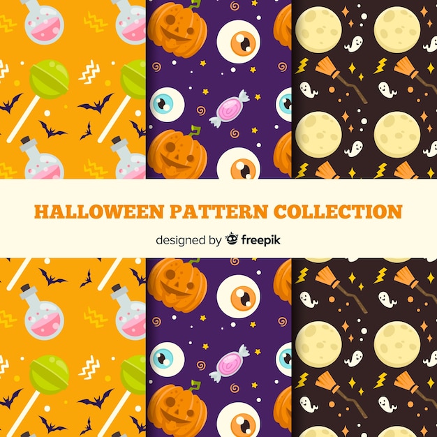 Halloween pattern collection with flat design