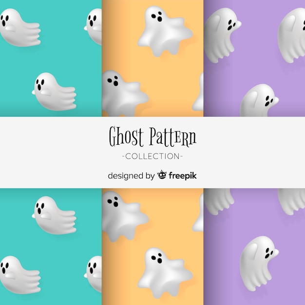 Free Vector halloween pattern collection with flat design