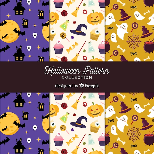 Halloween pattern collection with flat design