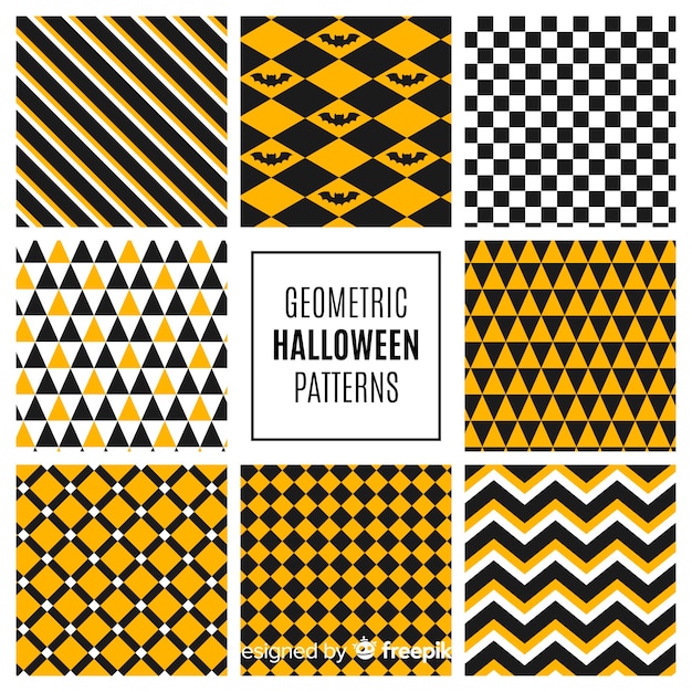 Halloween pattern collection with geometric design