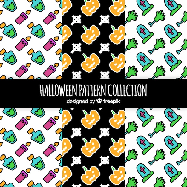 Free Vector halloween pattern set