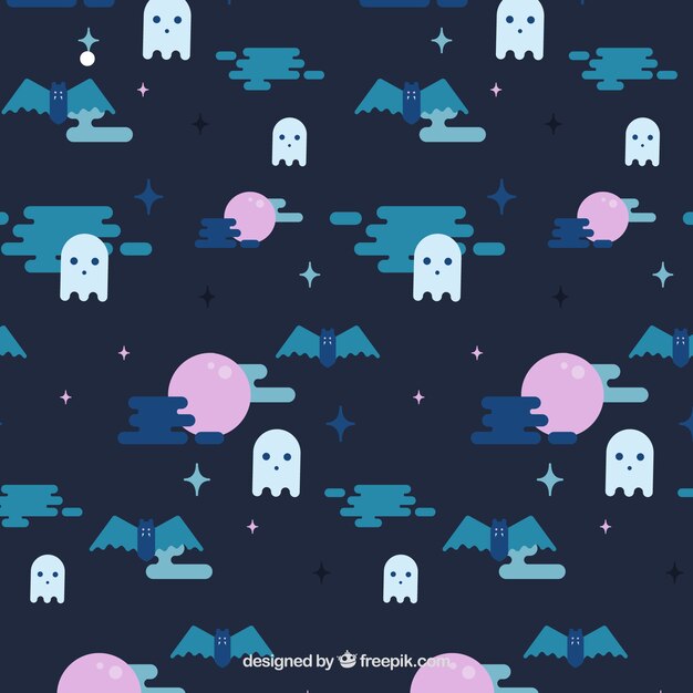 Halloween pattern with bats and ghosts