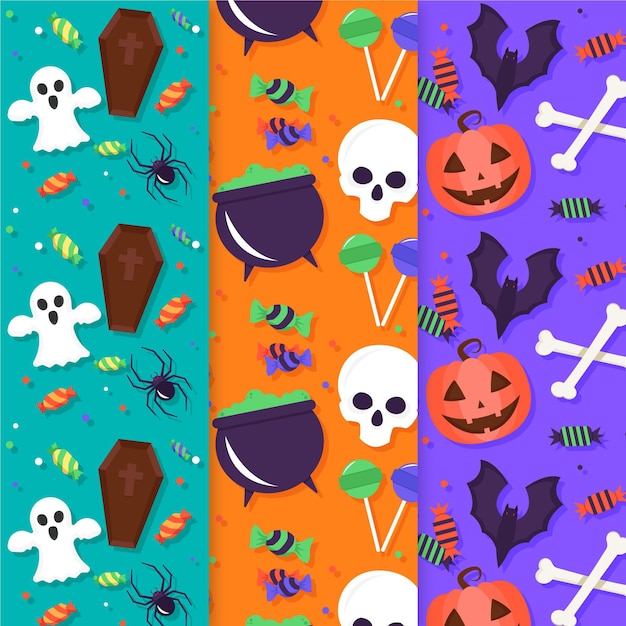 Free Vector halloween patterns set