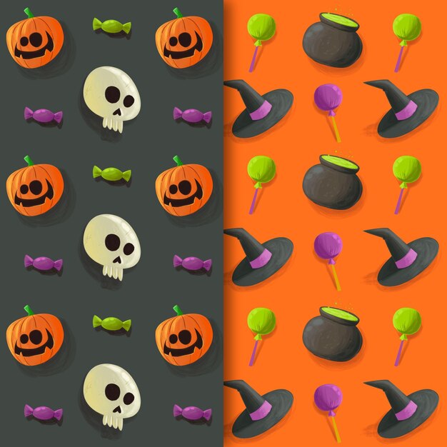 Halloween patterns watercolor design