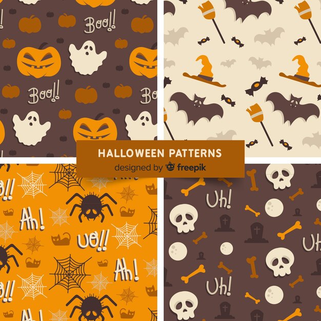 Halloween patterns with drawings 