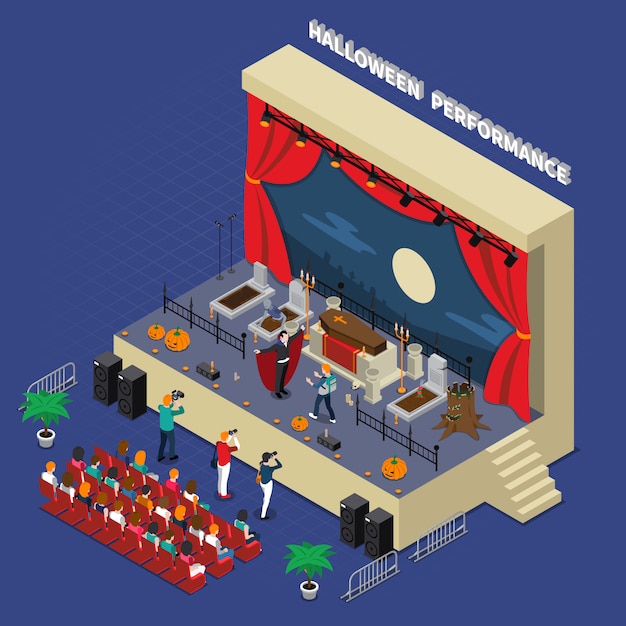 Free Vector halloween performance isometric illustration