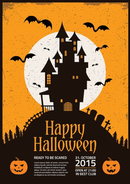 Halloween poster with enchanted house