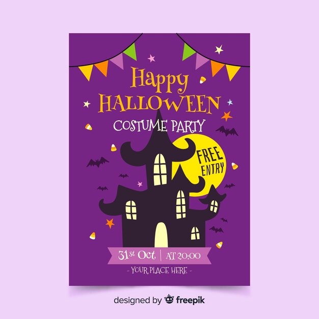 Halloween poster with house in the night