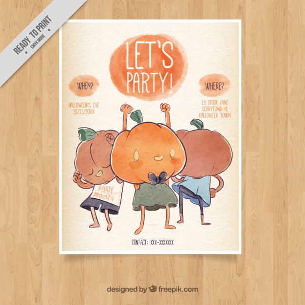 Free Vector halloween poster with pumpkins dancing