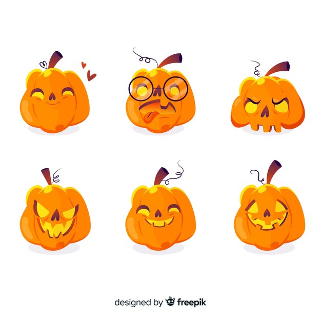 Halloween pumpkin collection hand drawn design