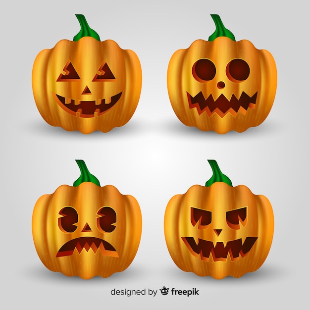 Halloween pumpkin collection with realistic design