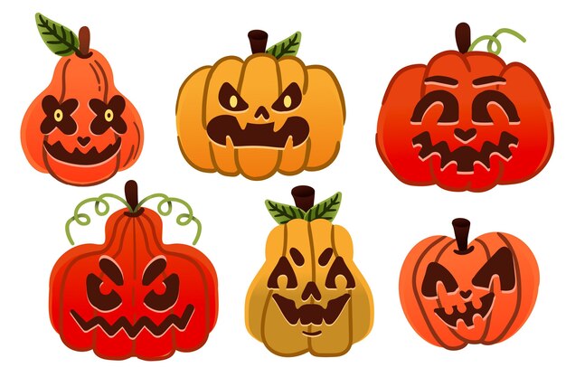 Halloween pumpkin set hand drawn design