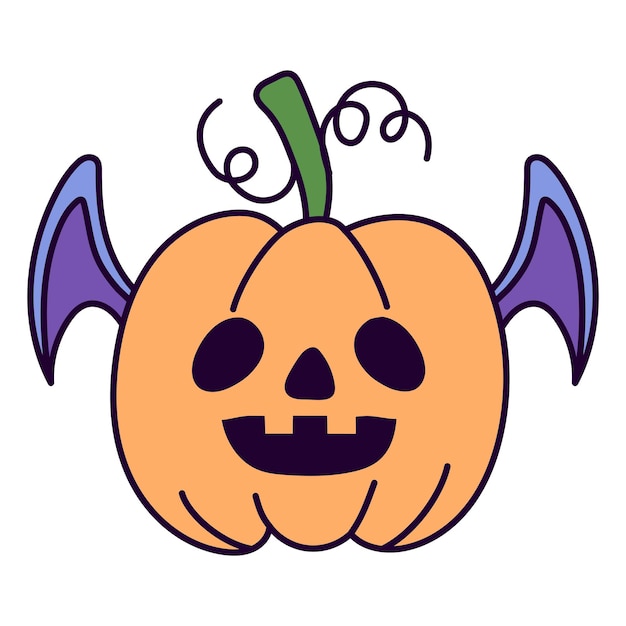 Free vector halloween pumpkin with wings character