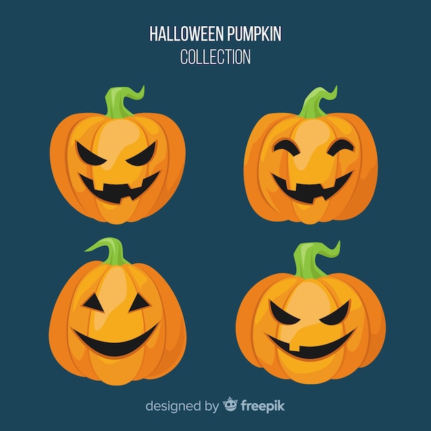 Halloween pumpkins collection in flat design