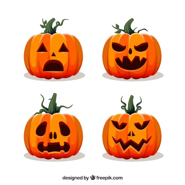 Halloween pumpkins with flat design