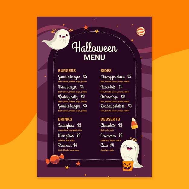 Halloween restaurant menu template