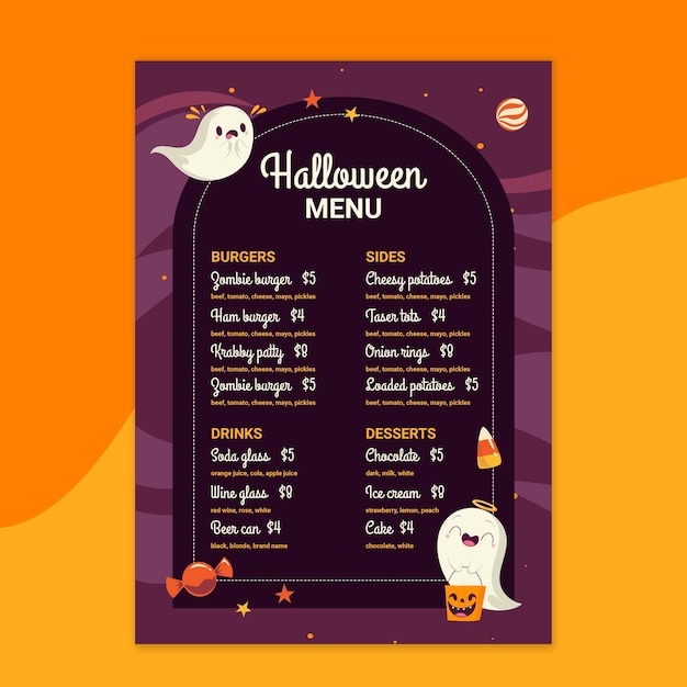 Halloween restaurant menu template