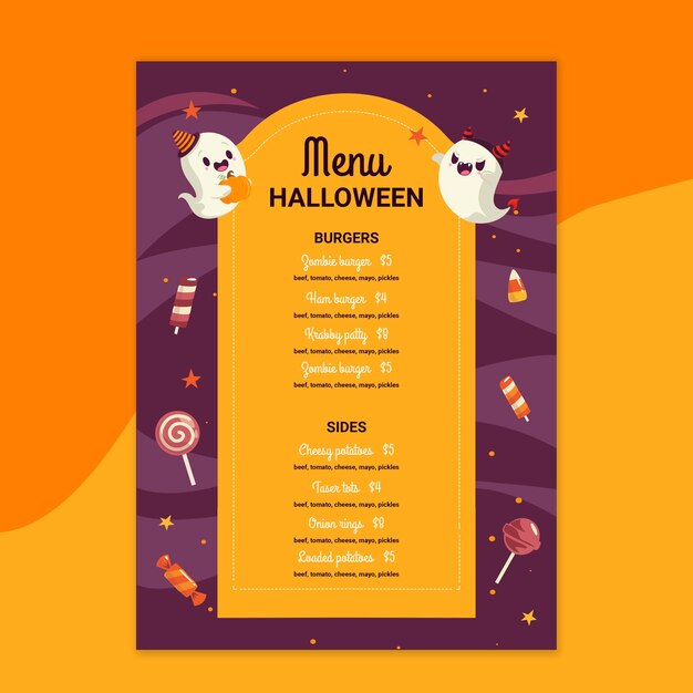 Halloween restaurant menu