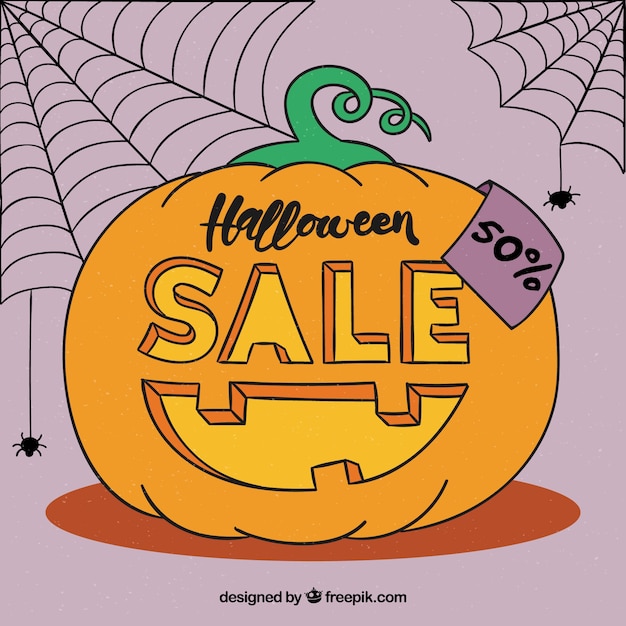 Halloween sale background with pumpkin design