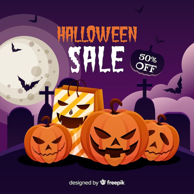 Halloween sale background with pumpkin