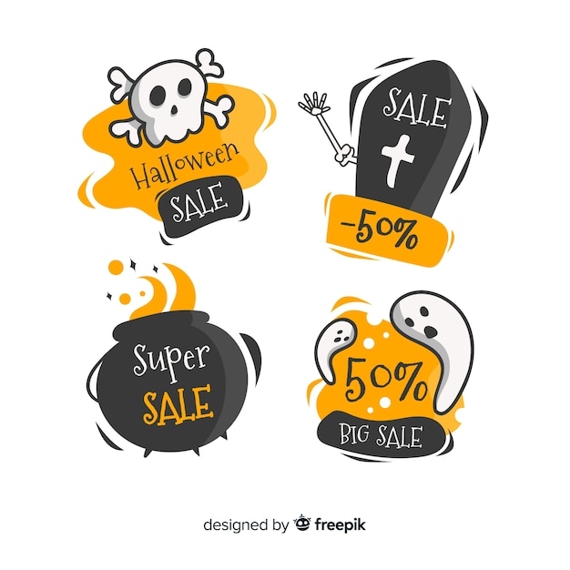 Free Vector halloween sale badges collection