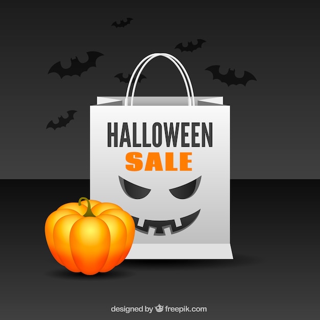 Halloween sale bag background with pumpkin