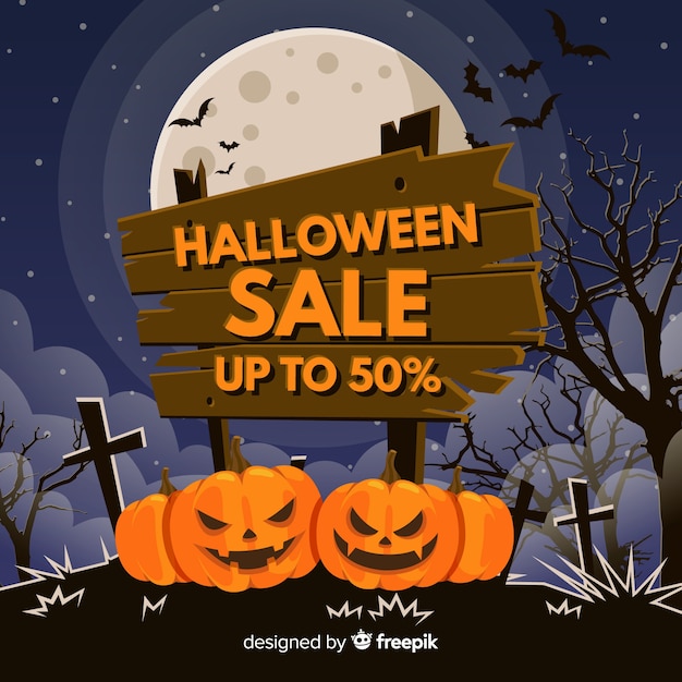 Halloween sale composition with flat design