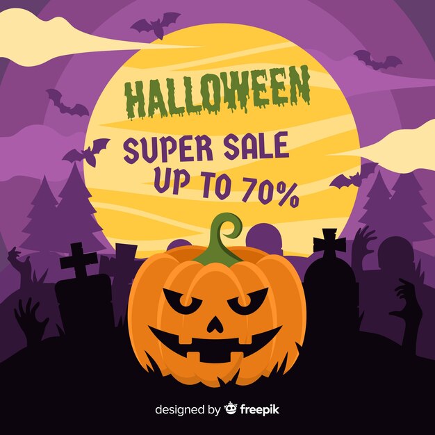 Halloween sale composition with flat design