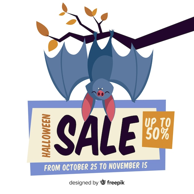 Free Vector halloween sale composition with flat design