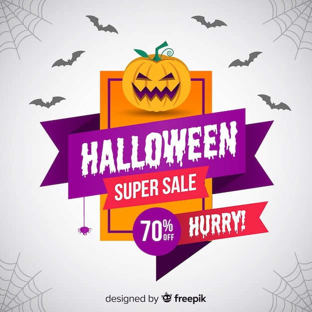 Halloween sale composition with flat design