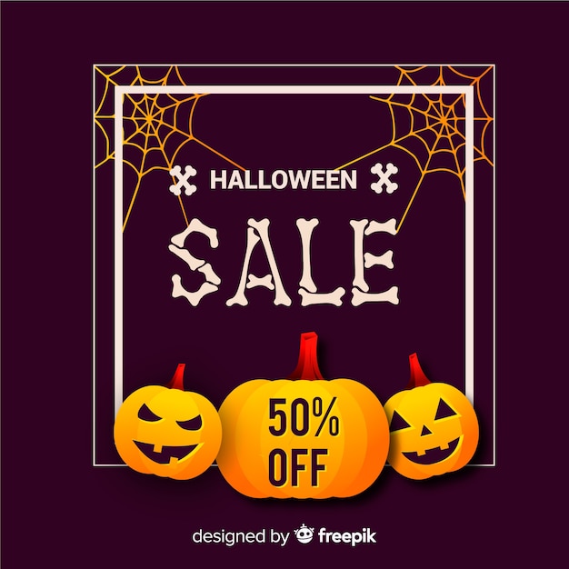 Free vector halloween sale composition with flat design