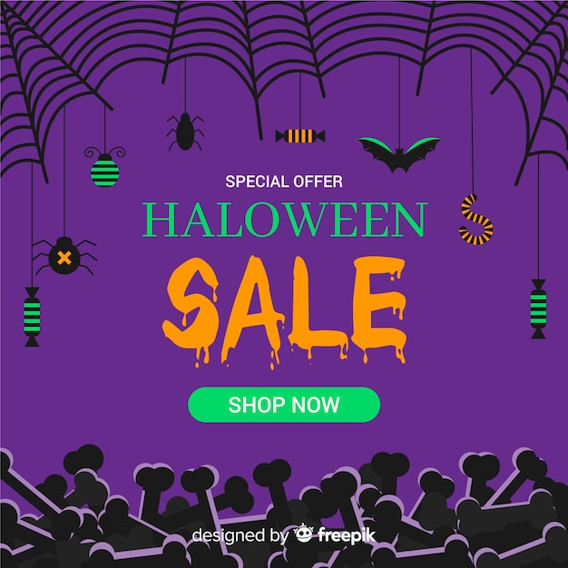 Free Vector halloween sale composition with flat design