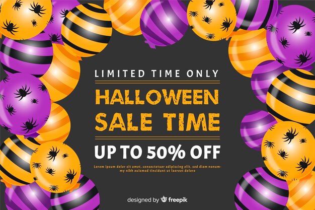 Halloween sale concept with flat design background