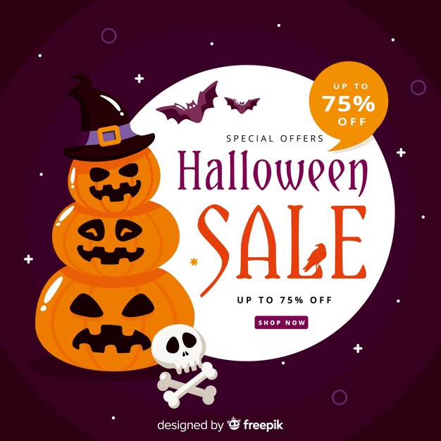 Halloween sale in flat design