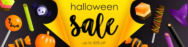 Halloween sale flyer with festive sweets