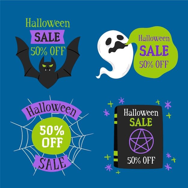 Free vector halloween sale label collection