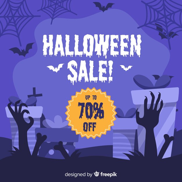 Halloween sales background hand drawn style