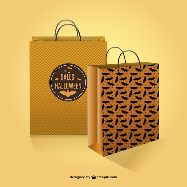 Free Vector halloween sales shopping bags