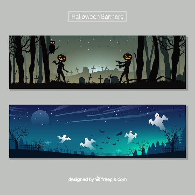 Free Vector halloween scary banners