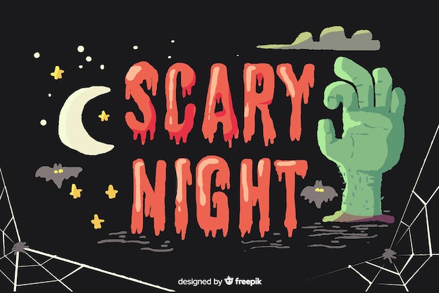 Free vector halloween scary night concept with lettering