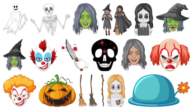 Free vector halloween set with scary monsters