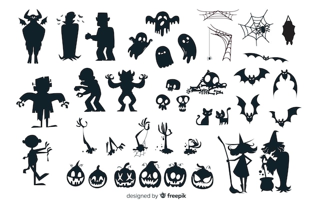 Free vector halloween silhouette collection