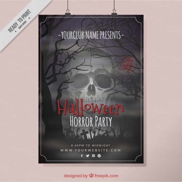 Free Vector halloween skull poster