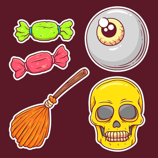 Free vector halloween sticker hand drawn coloring