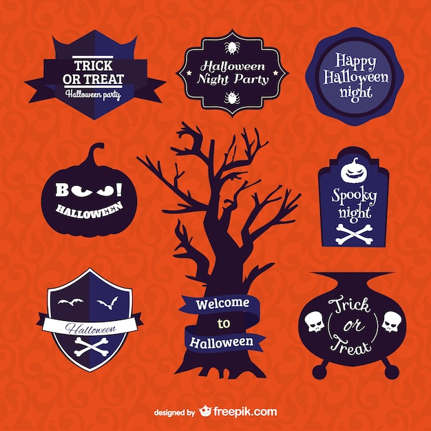 Free Vector halloween symbols and badges set