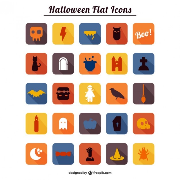 Free Vector halloween theme flat icons