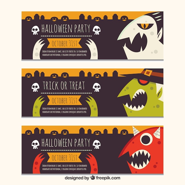 Halloween tickets with variety of monsters