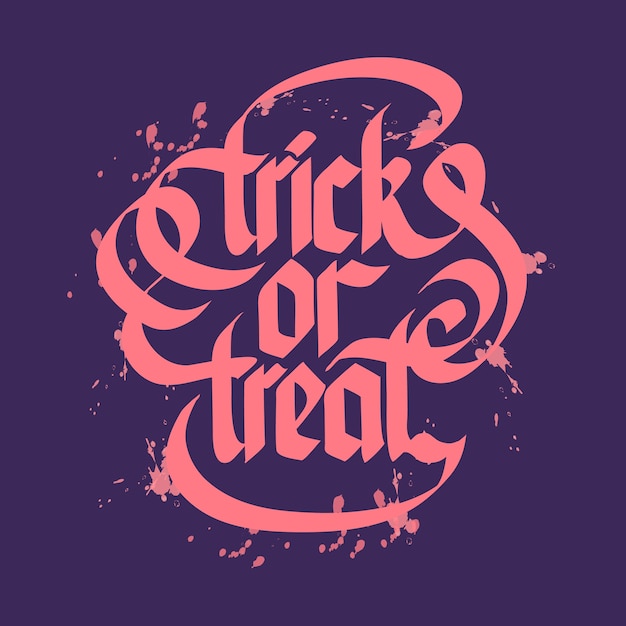 Halloween trick or treat typographical lettering with pink letters