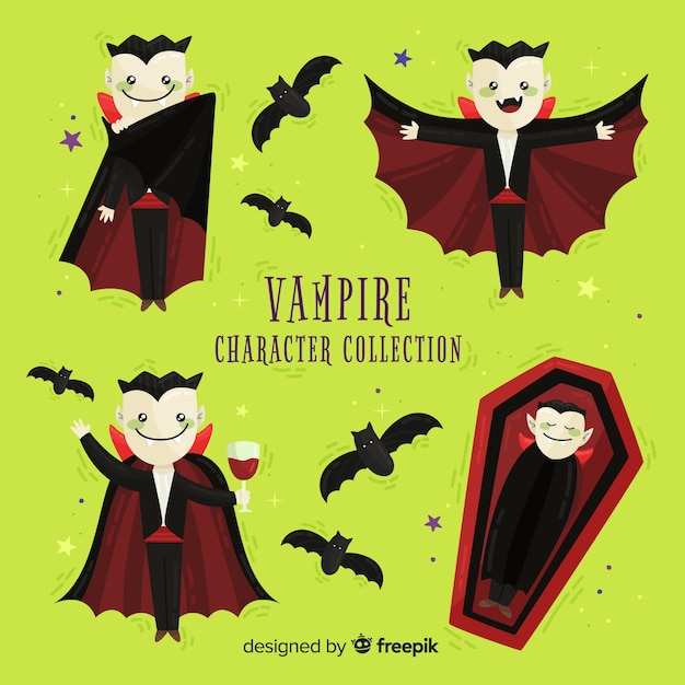 Halloween vampire character collection in different positions