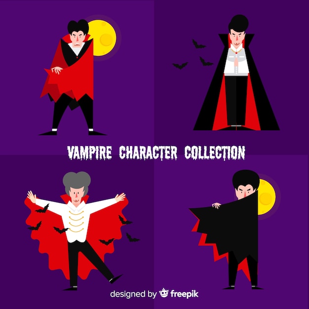 Halloween vampire character collection in different positions